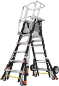 CAGE-Adjustable CAGE, 5'-9' Model - ANSI Type IAA - 375 lb Rated, Fiberglass Adjustable Enclosed Elevated Platform with All-Terrain Wheels and Wheel Lift