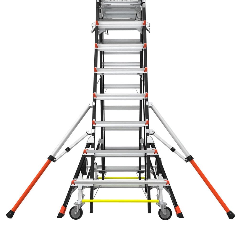 CAGE-Adjustable CAGE, 5'-9' Model - ANSI Type IAA - 375 lb Rated, Fiberglass Adjustable Enclosed Elevated Platform with All-Terrain Wheels and Wheel Lift