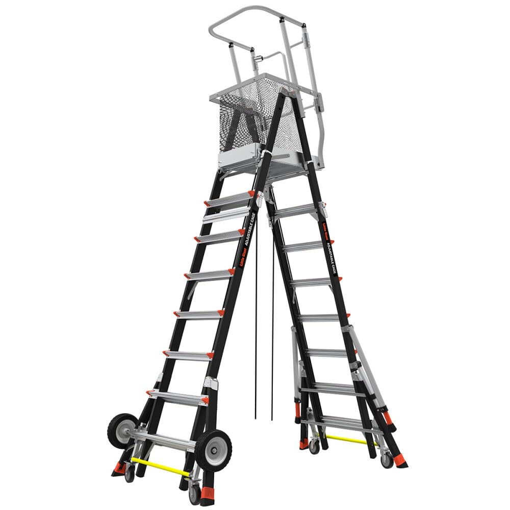 CAGE-Adjustable CAGE, 5'-9' Model - ANSI Type IAA - 375 lb Rated, Fiberglass Adjustable Enclosed Elevated Platform with All-Terrain Wheels and Wheel Lift
