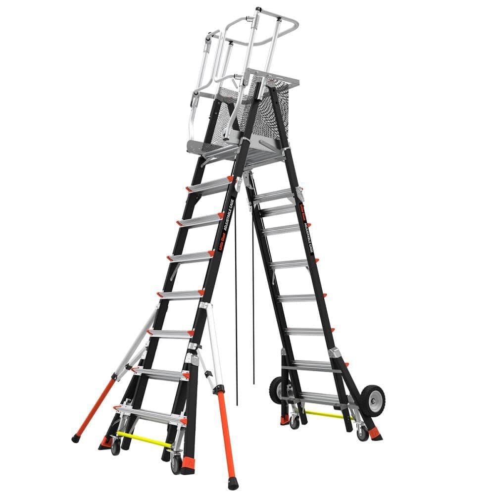 CAGE-Adjustable CAGE, 5'-9' Model - ANSI Type IAA - 375 lb Rated, Fiberglass Adjustable Enclosed Elevated Platform with All-Terrain Wheels and Wheel Lift