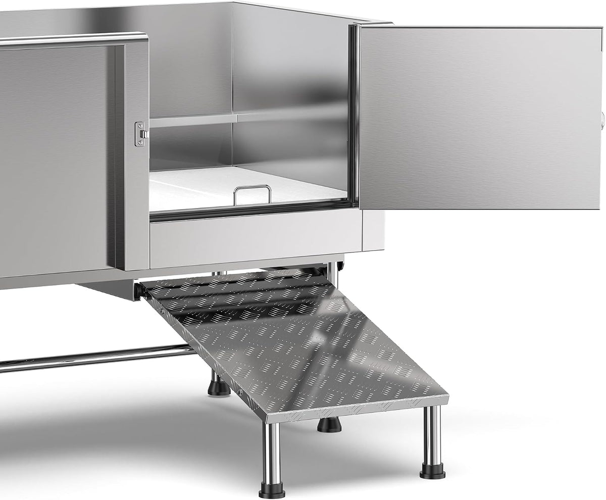 Flying Pig Grooming 62" Stainless Steel Pet Dog Bath Tub with Faucet (Right door/Left Drain), 62 x 27 x 58"