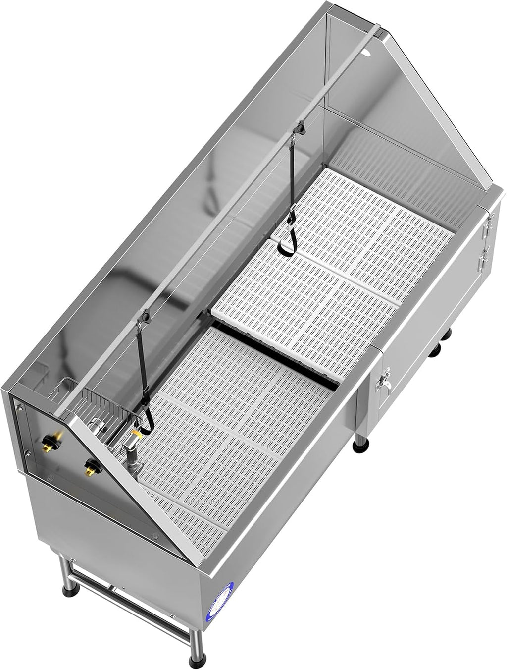 Flying Pig Grooming 62" Stainless Steel Pet Dog Bath Tub with Faucet (Right door/Left Drain), 62 x 27 x 58"