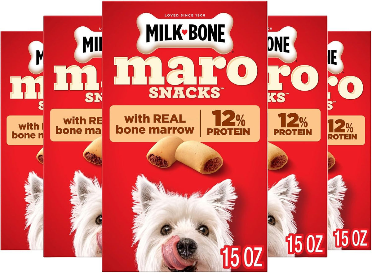 Milk-Bone MaroSnacks Small Dog Treats with Real Bone Marrow, 6 Boxes