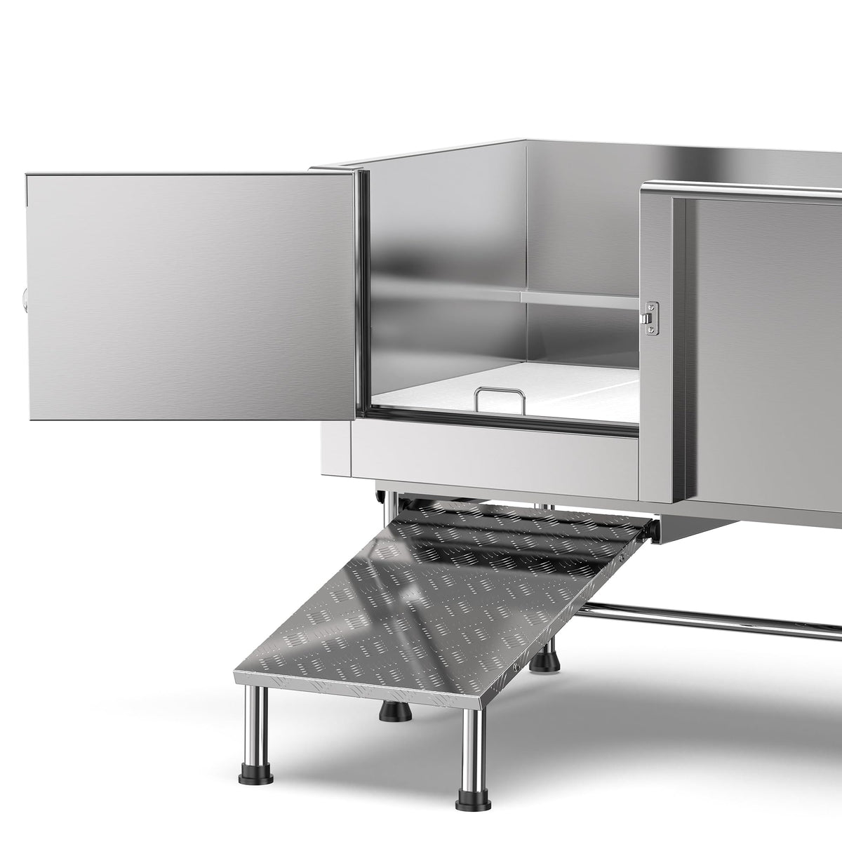 Flying Pig Grooming 62" Stainless Steel Pet Dog Bath Tub with Faucet (Right door/Left Drain), 62 x 27 x 58"