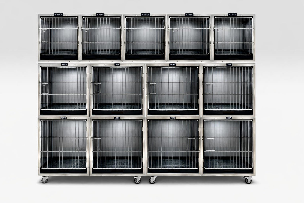 Stainless Steel Modular Cage Bank Kit Family (Stainless Steel 3 or 4 Unit Cage Bank Kit)