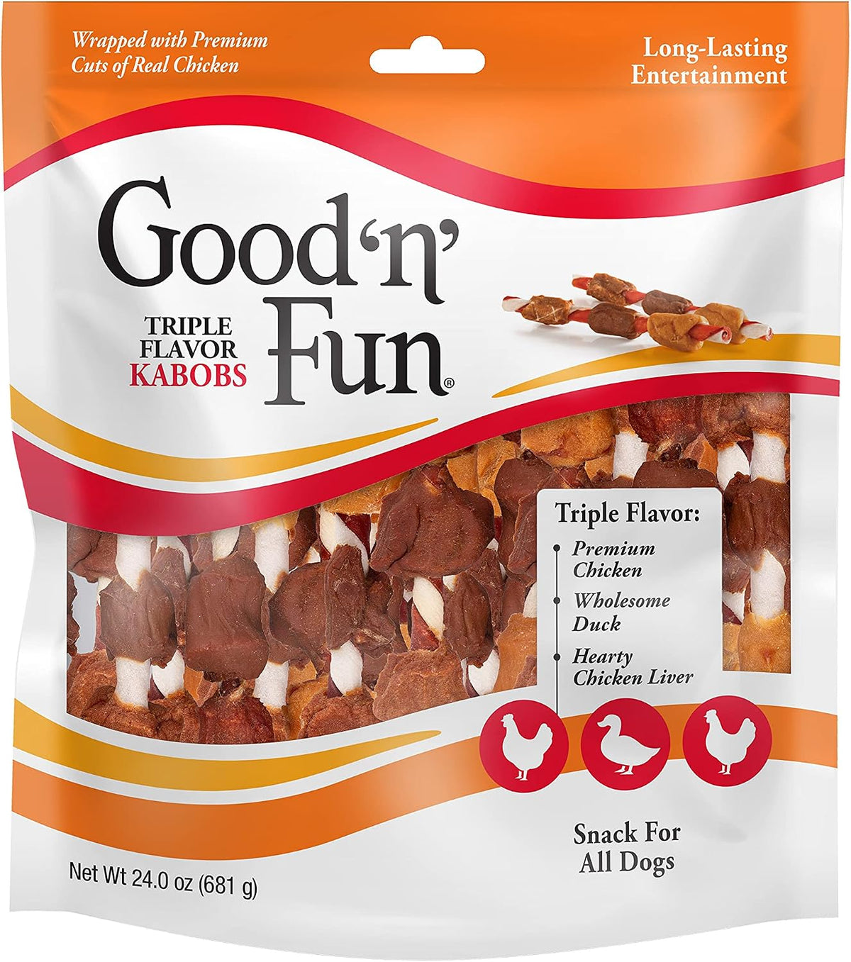Good 'n' Fun Kabobs Long-Lasting Dog Treat Made With Real Protein, 48 oz