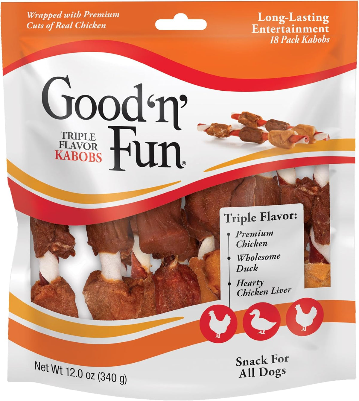 Good 'n' Fun Kabobs Long-Lasting Dog Treat Made With Real Protein, 48 oz