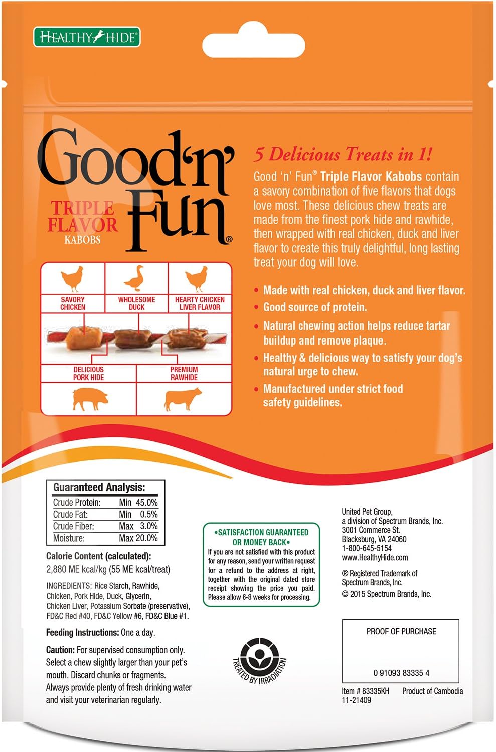 Good 'n' Fun Kabobs Long-Lasting Dog Treat Made With Real Protein, 48 oz
