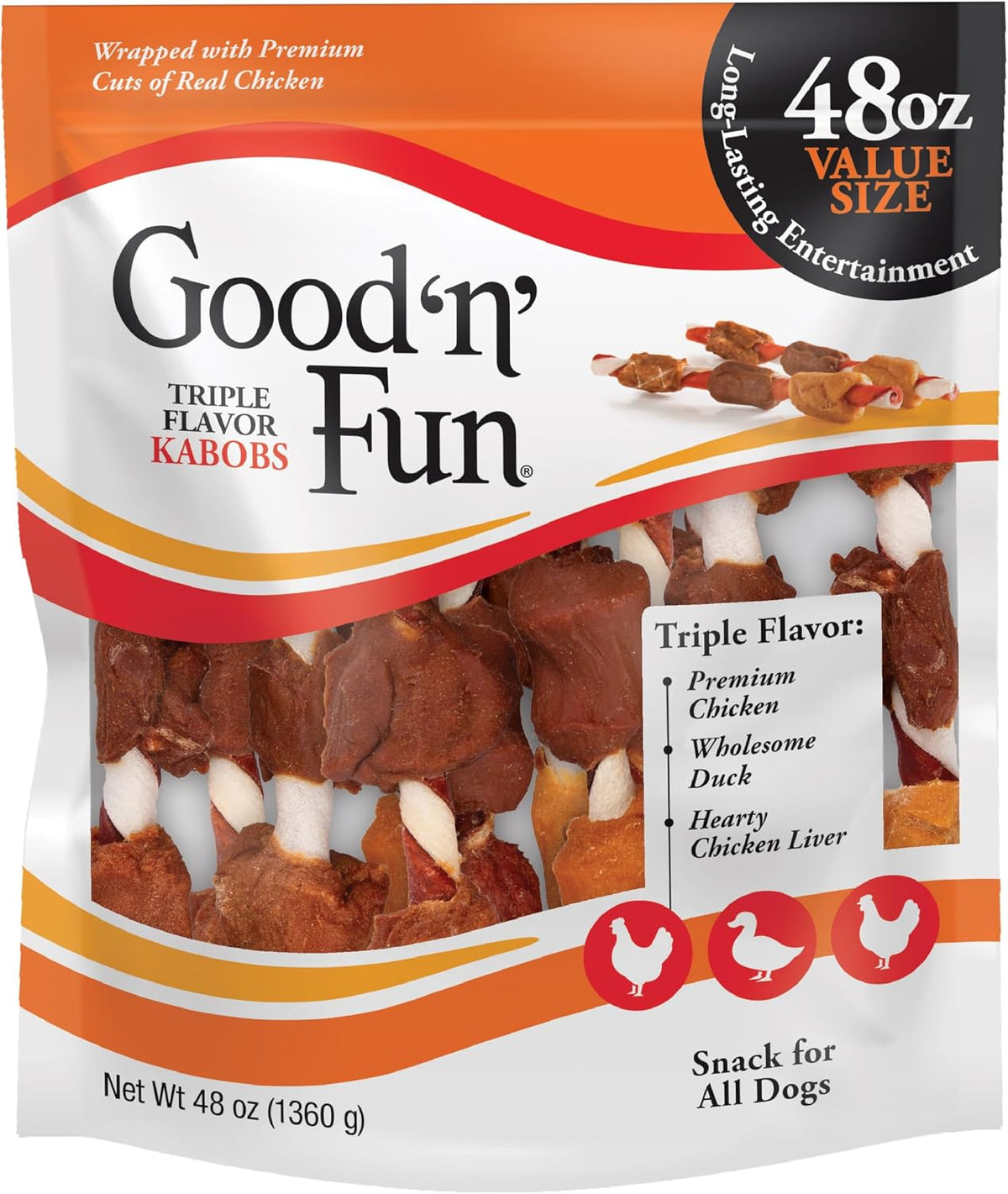 Good 'n' Fun Kabobs Long-Lasting Dog Treat Made With Real Protein, 48 oz