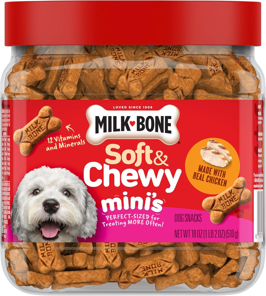 Milk-Bone Soft & Chewy Mini's Dog Training Treats, 18 oz Canister