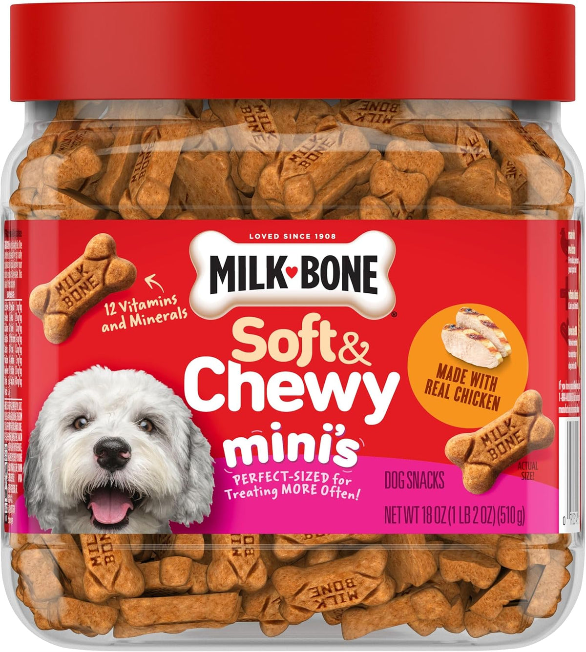 Milk-Bone Soft & Chewy Mini's Dog Training Treats, 18 oz Canister