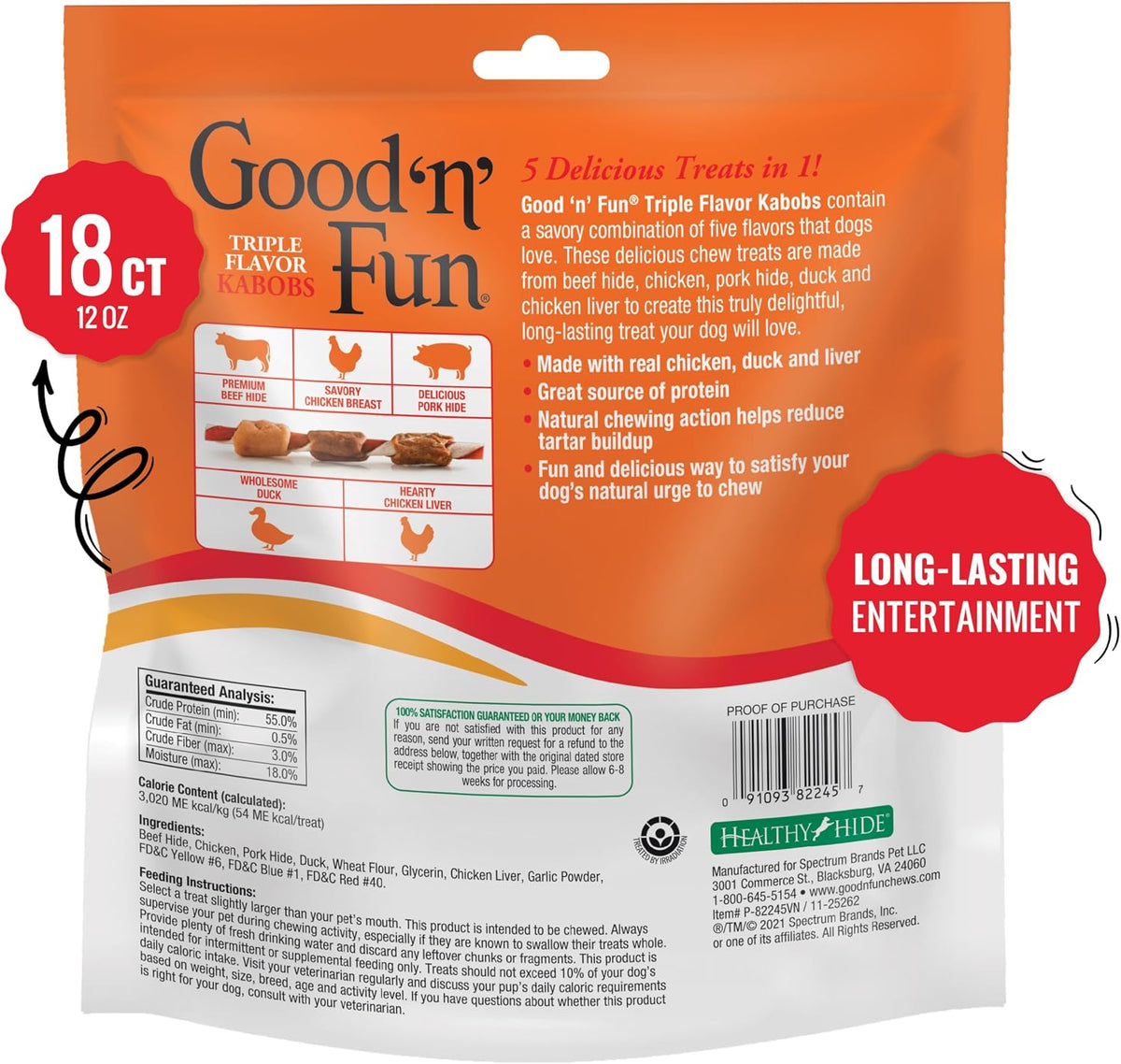 Good 'n' Fun Kabobs Long-Lasting Dog Treat Made With Real Protein, 48 oz