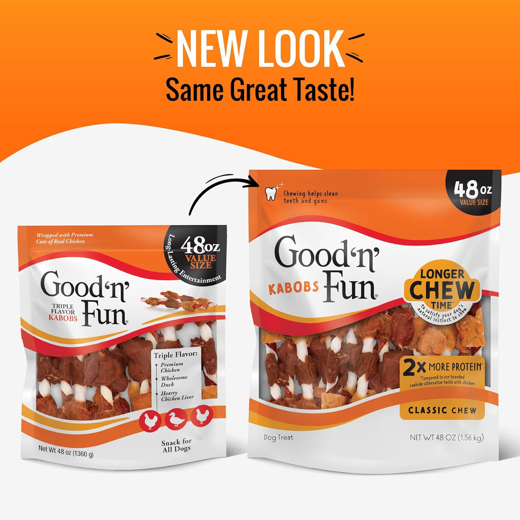 Good 'n' Fun Kabobs Long-Lasting Dog Treat Made With Real Protein, 48 oz