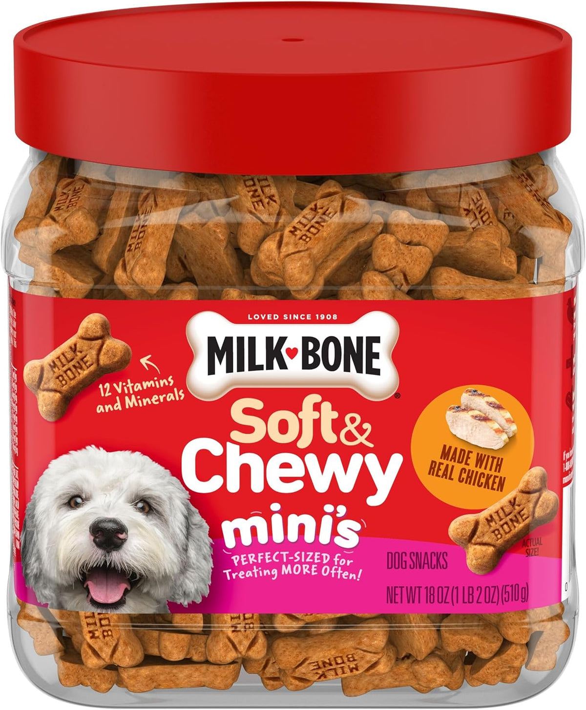 Milk-Bone Soft & Chewy Mini's Dog Training Treats, 18 oz Canister