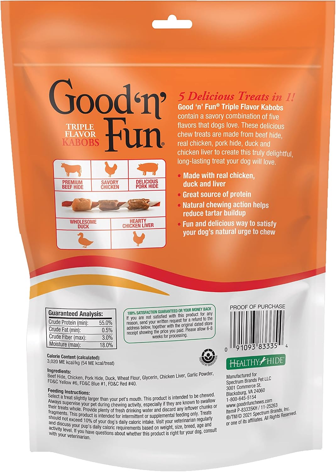 Good 'n' Fun Kabobs Long-Lasting Dog Treat Made With Real Protein, 48 oz